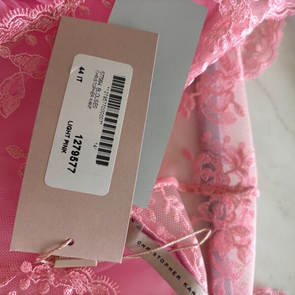 Christopher Kane Lace-trimmed Tulle Pink Top - Size 44IT/SZ 8 - NWT - Picture 7 of 15